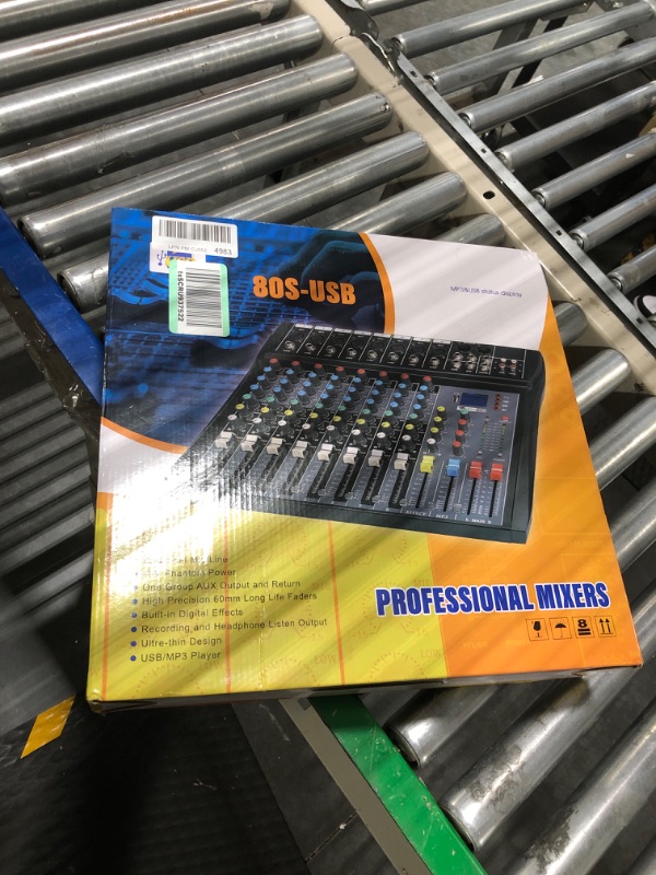 Photo 2 of 8 Channel Audio Mixer Professional DJ Mixer Sound Board Reverb Delay Effect USB Audio Interface 48V Phantom Power Bluetooth DJ Studio Streaming for Recording Podcasting