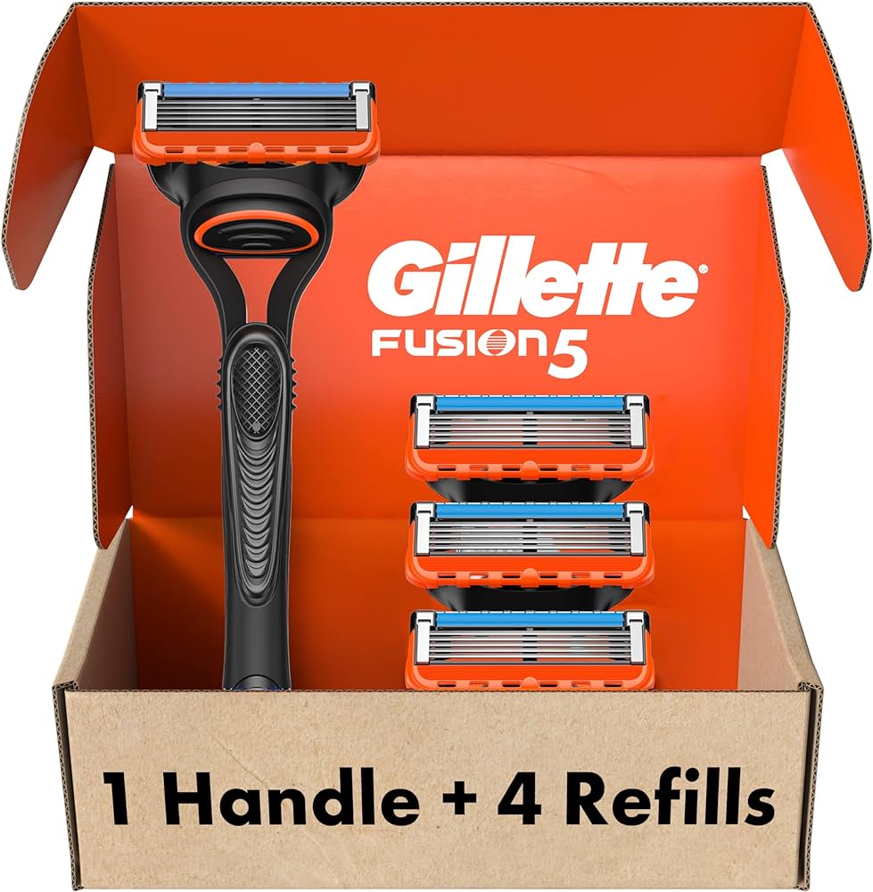 Photo 1 of Gillette Fusion5 Razors for Men, 1 Razor, 4 Blade Refills, Lubrastrip for a More Comfortable Shave