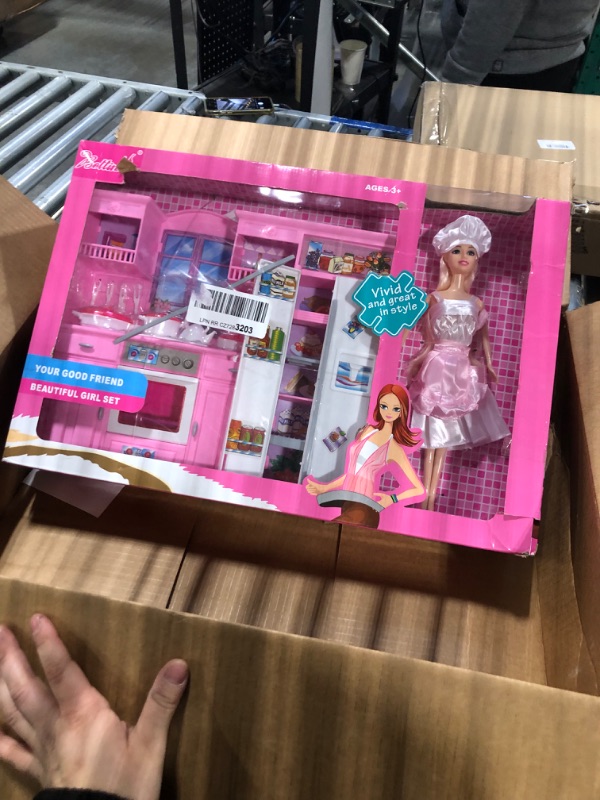 Photo 3 of Bettina Princess Doll and Kitchen Playset with Cupboard Christmas Birthday Gifts for Kids Over 3 Years of Age