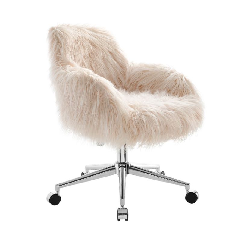 Photo 1 of Dawson Faux Fur Barrell Office Chair Pnk