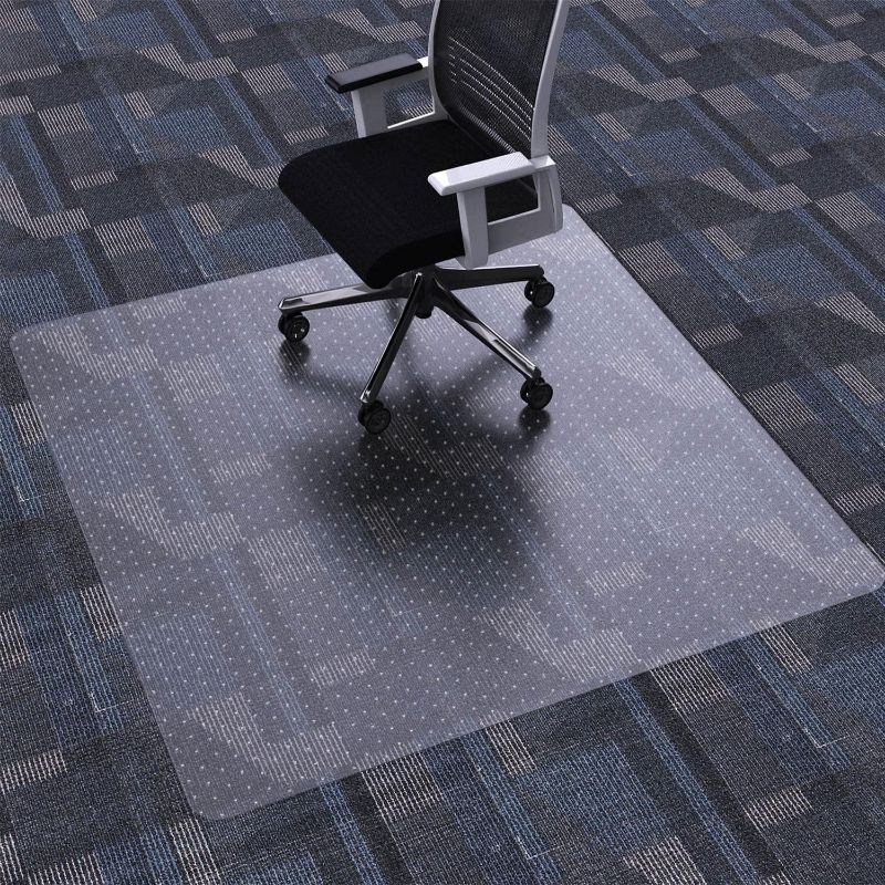 Photo 2 of Office Chair Mat for Carpet, 48" x 48" Clear Office Home Floor Protector Mat, Easy Glide Computer Desk Chair Floor Mats for Hard Wood Tile Floors (Square)