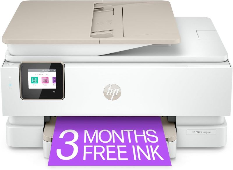 Photo 1 of HP ENVY Inspire 7955e Wireless Color Inkjet Printer, Print, scan, copy, Easy setup, Mobile printing, Best-for home, Instant Ink with HP+,White