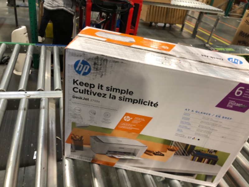 Photo 2 of HP DeskJet 2755e Wireless Color All-in-One Printer with bonus 6 months Instant Ink (26K67A), white