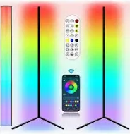 Photo 1 of 2-Pack LED Corner Floor Lamp, RGB Color Changing Standing Lamps, 22W LED Smart App Control Lighting, Dimmable Corner Lamp with Remote, Modern Style Floor Lamp, for Bedroom,Living Room Two Pack