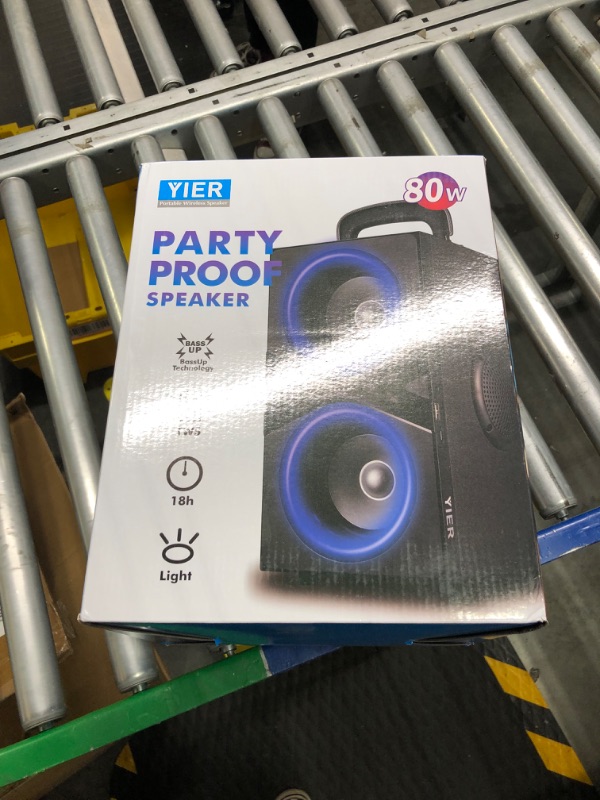 Photo 1 of YIER Bluetooth Speakers, Wireless TWS Portable Bluetooth Speaker with Lights,100dB Loud Bluetooth Speaker with Subwoofer 80W Stereo Sound, Bassup Technology,18-Hour Playtime for Outdoor Party Garden