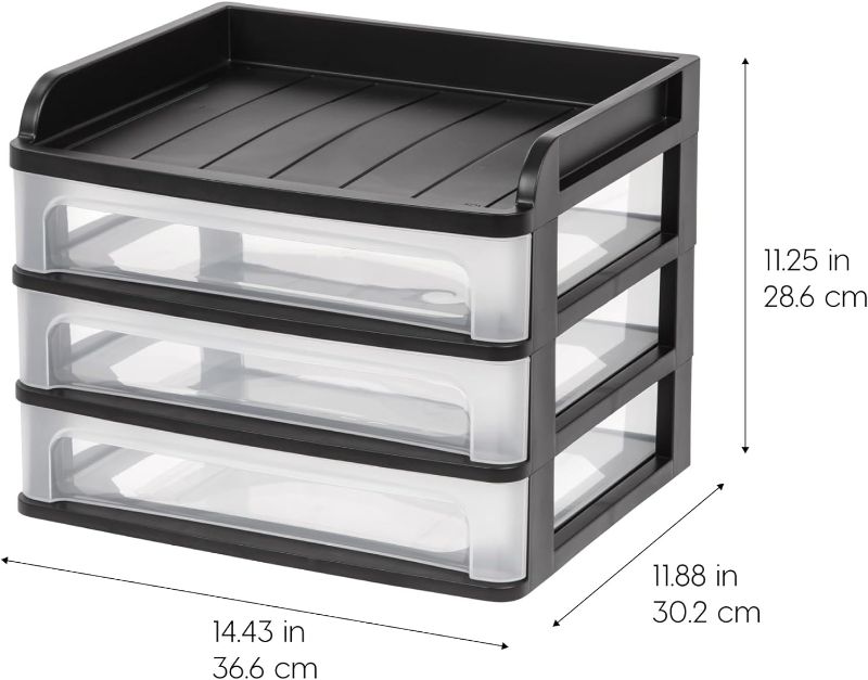 Photo 1 of IRIS USA Medium Desktop Drawer System, 1 Pack, Black