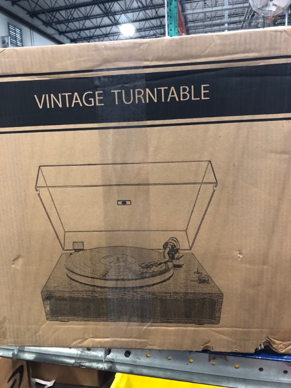 Photo 1 of All-in-one Record Player Turntable with Built-in Speakers Vinyl Record Player Support Wireless Playback Auto Stop 33&45 RPM Speed RCA Line Out AUX in Belt-Drive Turntable for Vinyl Records Brown