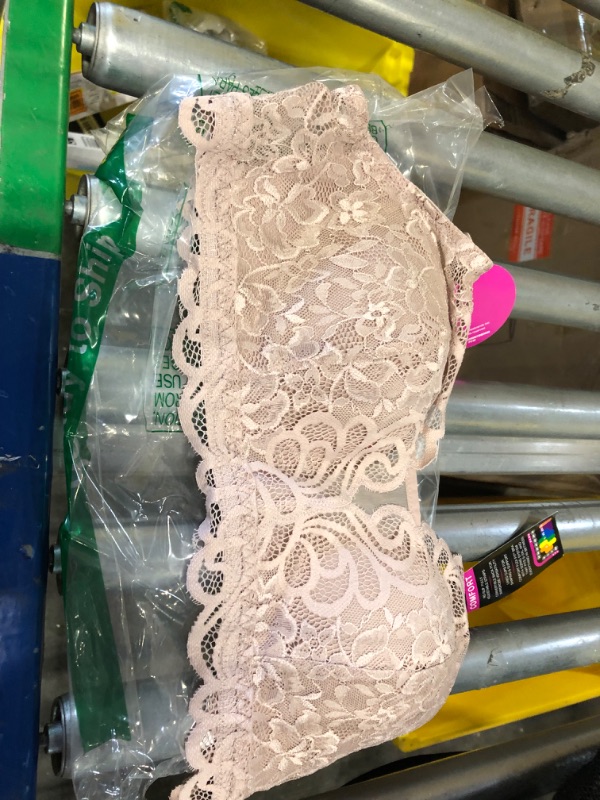 Photo 2 of Bali Women's Lace Desire Wireless, Lacy Full-Coverage Wirefree, Convertible Bra Small Latte Lift