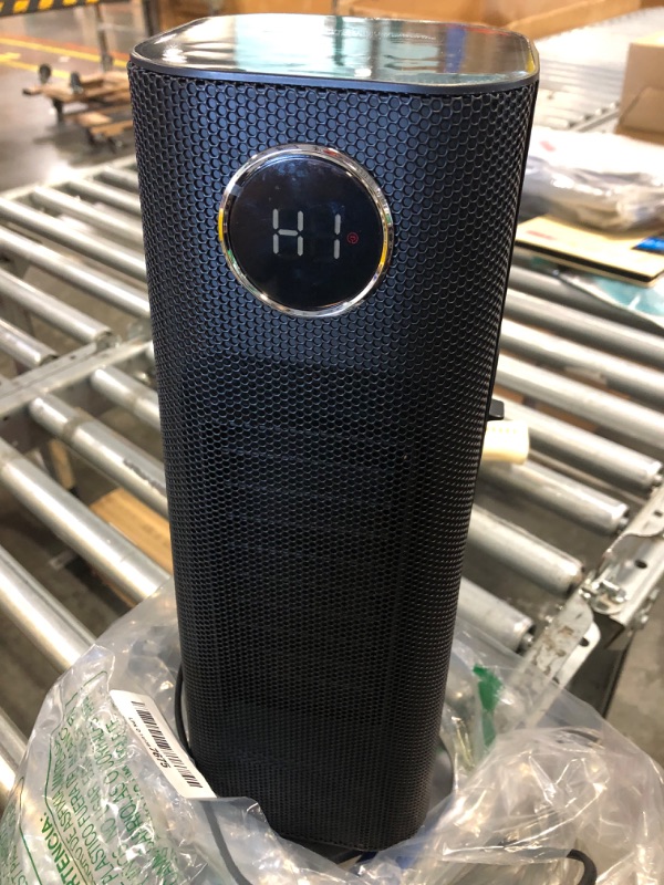 Photo 1 of Lasko Oscillating Ceramic Slim Tower Desktop Space Heater for Home with Thermostat and 2 Speeds, 14 Inches, Black, 1500W, CT14101