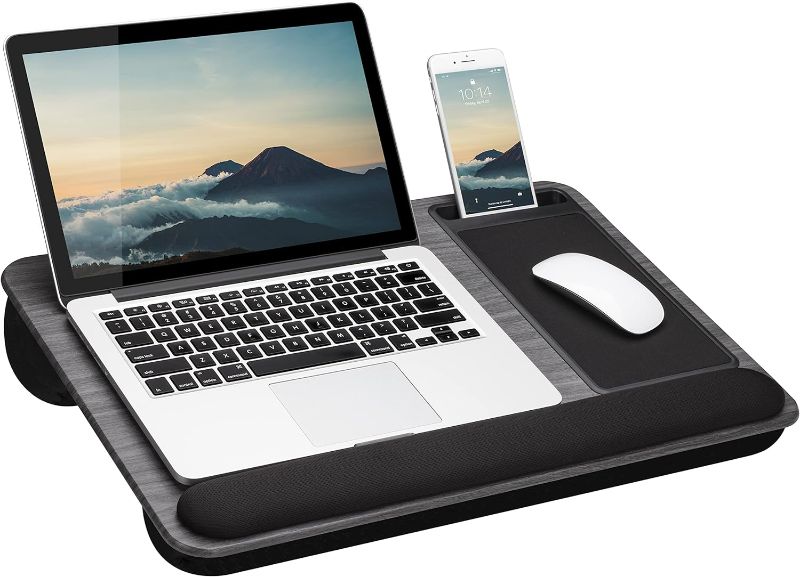 Photo 1 of LapGear Home Office Pro Lap Desk with Wrist Rest, Mouse Pad, and Phone Holder - Black Carbon - Fits up to 15.6 Inch Laptops - Style No. 91598 Home Office Pro W/Wrist Rest Black Carbon