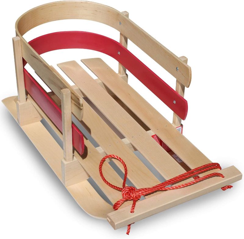 Photo 1 of Flexible Flyer Baby Pull Sled. Wood Toddler to-Boggan. Wooden Sleigh for Kids