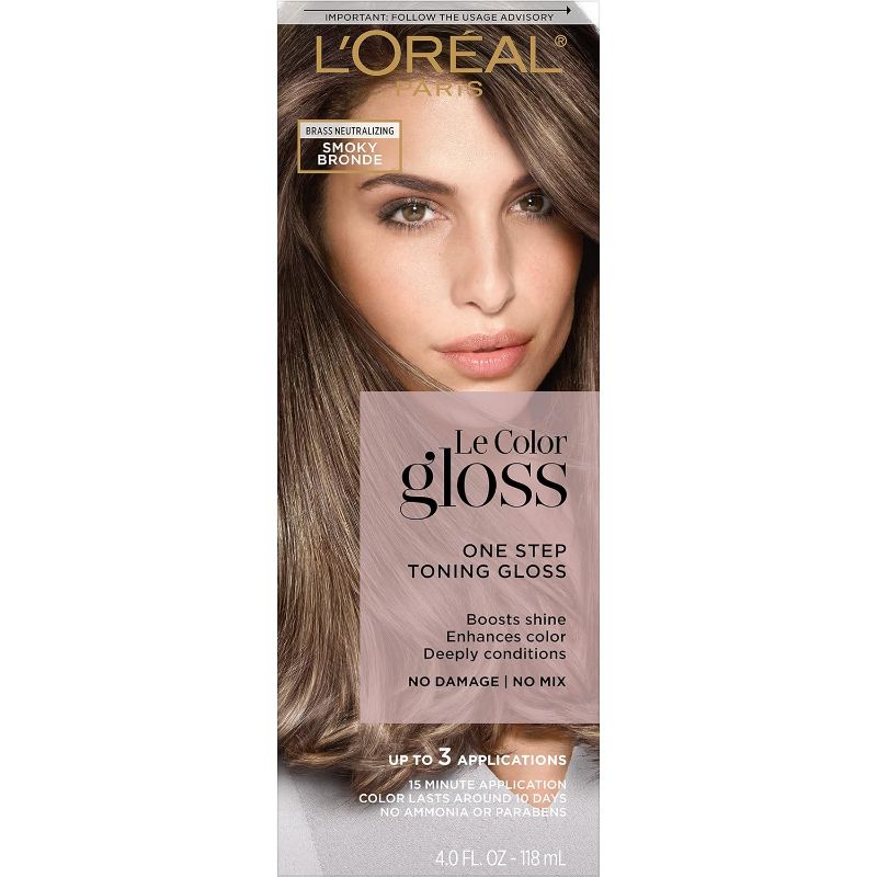 Photo 1 of L’Oréal Paris Le Color Gloss One Step In-Shower Toning Hair Gloss, Neutralizes Brass, Conditions & Boosts Shine, Smoky Bronde, 4 Ounce