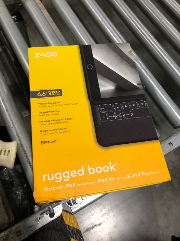 Photo 1 of ZAGG Rugged Book iPad Case with Detachable Magnetic-Hinged Keyboard for iPad Air 3, iPad Pro 10.5", and 10.2" (9th Gen), Multi-Device Bluetooth, Apple Pencil Holder, Long-Lasting Battery,Black iPad 10.2" Keyboard
