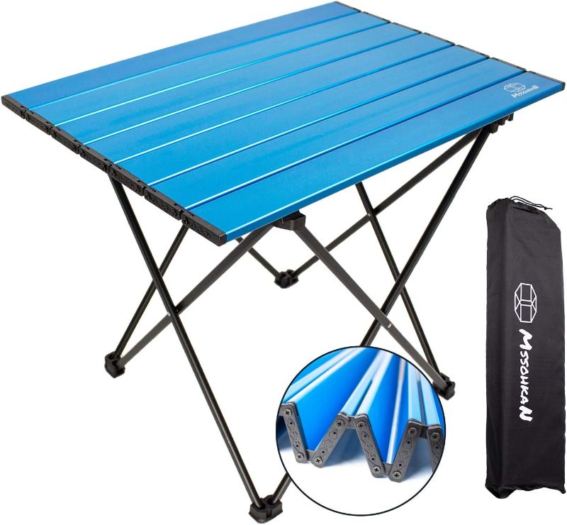 Photo 1 of Camping Table Folding Portable Camp Side Table Aluminum Lightweight Carry Bag Beach Outdoor Hiking Picnics BBQ Cooking Dining Kitchen Blue Small