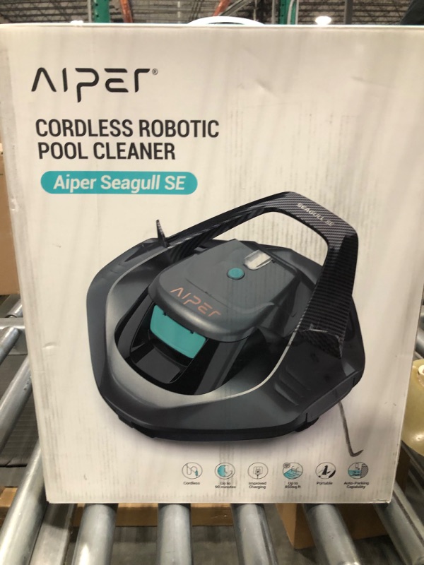 Photo 2 of (2023 Upgrade) AIPER Seagull SE Cordless Robotic Pool Cleaner, Pool Vacuum Lasts 90 Mins, LED Indicator, Self-Parking, Ideal for Above/In-Ground Flat Pools up to 40 Feet - Gray