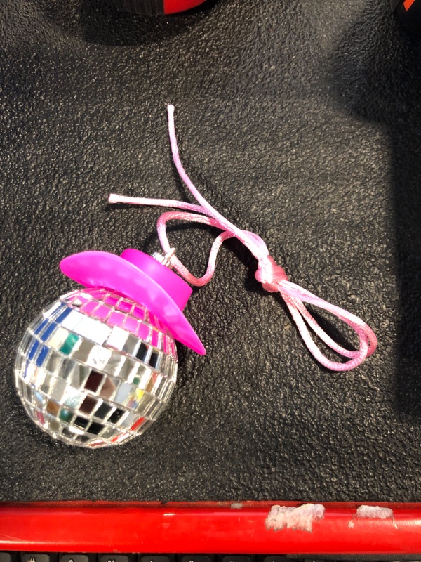 Photo 1 of Pink Disco Ball Car Accessory,Disco Ball Car Mirror Ornament,Disco Ball for Car,Car Disco Ball for Rear View Mirror,Bling Disco Ball Cowboy Hat Car Accessory Hanging Ornament