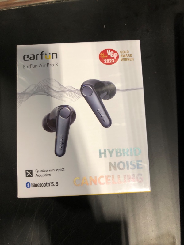 Photo 2 of EarFun Air Pro 3 Noise Cancelling Wireless Earbuds, Qualcomm® aptX™ Adaptive Sound, 6 Mics CVC 8.0 ENC, Bluetooth 5.3 Earbuds, Multipoint Connection, 45H Playtime, App Customize EQ, Wireless Charging