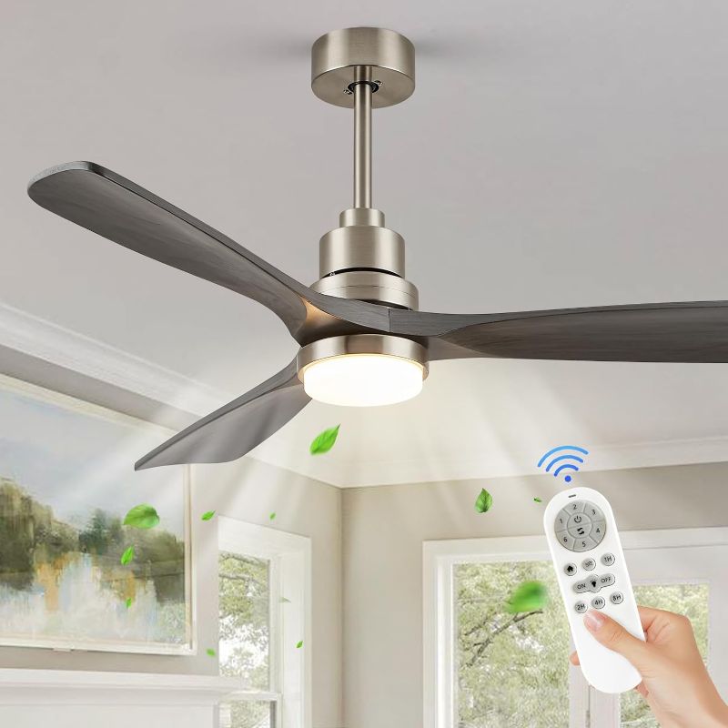 Photo 1 of AIRYPHANT 52'' Ceiling Fans with Lights Indoor Outdoor Wood Ceiling Fan with 3 Blade Noiseless Reversible DC Motor Modern Ceiling Fans for Living Dining Room Bedroom Summer House, Matte Black