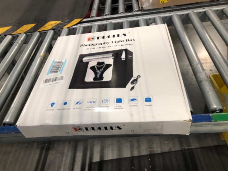 Photo 1 of DUCLUS Light Box Photography, 16x16 inch Portable Photo Studio Box with 160 LED Dimmable Lights, 6 PVC & 2 Paper Backdrops for Product Photography.