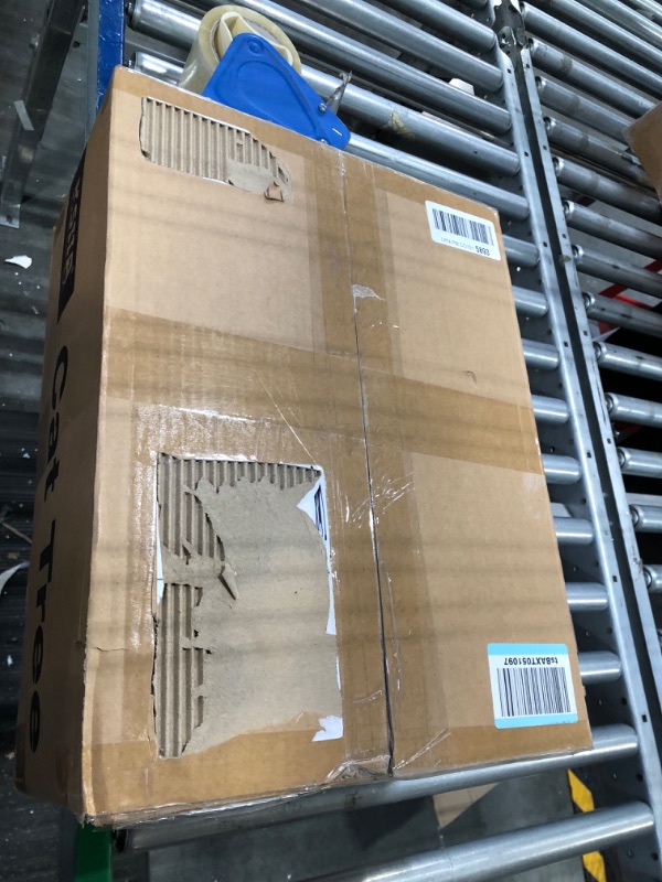 Photo 1 of KSIIA Cat Tree for Indoor Cats 43 Inch Tall Cat Climbing Tower with Sisal-Covered Scratching Post & Board Modern Kittens Activity Condo House with Plush Perch, Grey