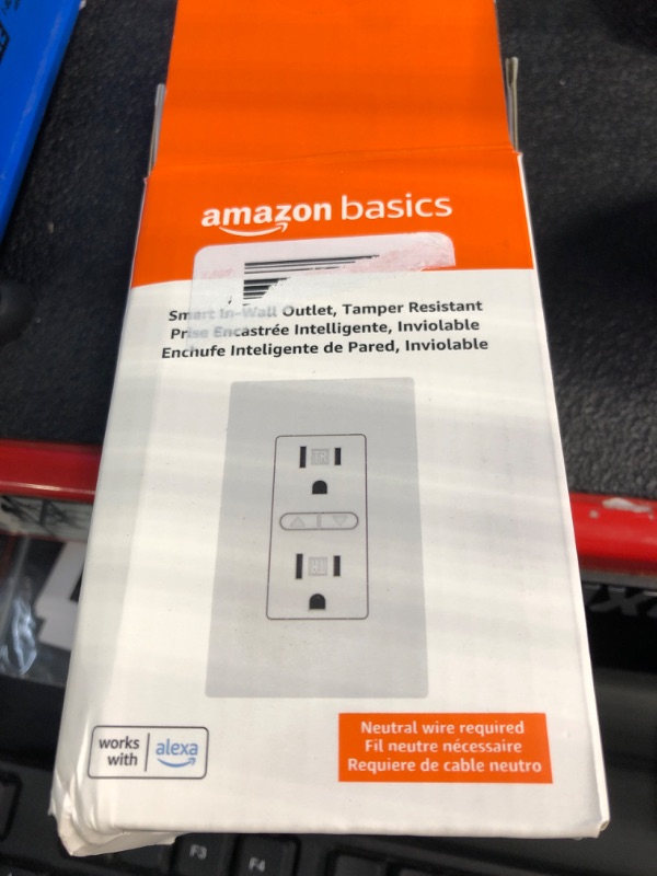 Photo 3 of Amazon Basics Smart In-Wall Outlet with 2 Individually Controlled Outlets, Tamper Resistant, 2.4 GHz Wi-Fi, Works with Alexa Only, 4.57 x 2.80 x 1.85 inches, White