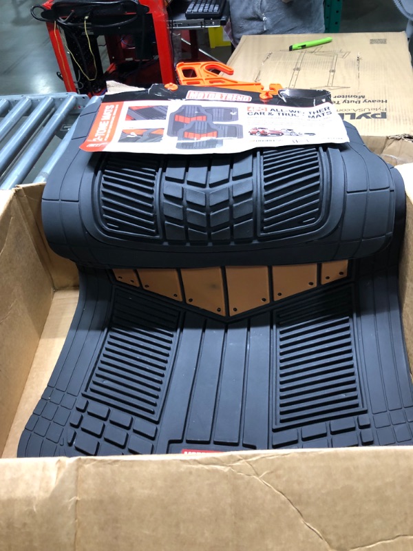 Photo 1 of Motor Trend DualFlex Two-Tone Sport Design All-Weather Rubber Floor Mats for Car, Truck, Van & SUV - Waterproof Front & Rear Liners with Drainage Channels Beige