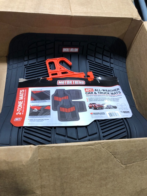 Photo 1 of Motor Trend DualFlex Two-Tone Sport Design All-Weather Rubber Floor Mats for Car, Truck, Van & SUV - Waterproof Front & Rear Liners with Drainage Channels Beige