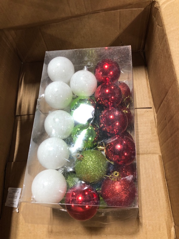 Photo 2 of 30ct Christmas Ball Ornaments, 2.36" Shatterproof Tree Decorations, Perfect Hanging Ball for Indoor/Outdoor Holiday Party Decor (Red-Green-White)