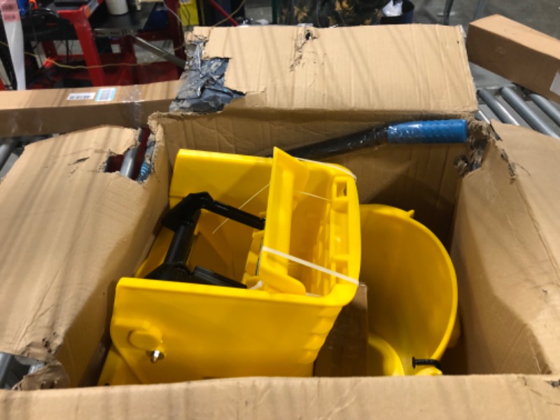 Photo 1 of CFS Plastic Commercial Mop Bucket with Side-Press Wringer, 26 Quarts, Yellow Yellow Mop Bucket