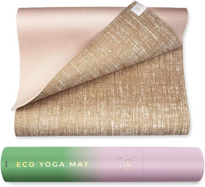 Photo 1 of Ajna Organic Yoga Mat - Natural Jute Yoga Mats - Large Non Slip Eco Friendly Yoga Mats with Carrying Strap - Reversible Jute PER - Extra Long Yoga Mat 72 Inch - 5mm - All Types of Yoga
