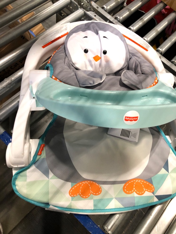 Photo 2 of Fisher-Price Portable Baby Chair Sit-Me-Up Floor Seat With Snack Tray And Removable -Toy Bar, Penguin Island