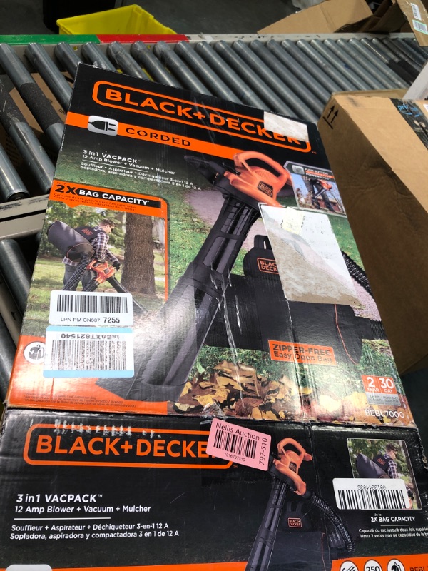 Photo 2 of BLACK+DECKER 3-in-1 Electric Leaf Blower, Leaf Vacuum, Mulcher (BEBL7000)

Did not tested