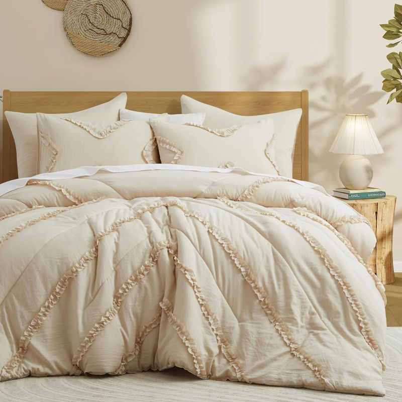 Photo 1 of  King Comforter Set - Beige Ruffle Comforter set