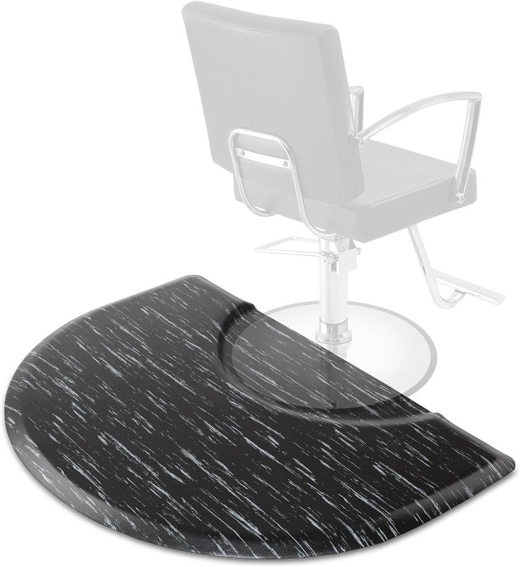 Photo 1 of  3 ft. x 5 ft  Barber & Salon Floor Mat - 1/2 in. Thick Marble Semi-Circle Anti-Fatigue Stylist Station Mat