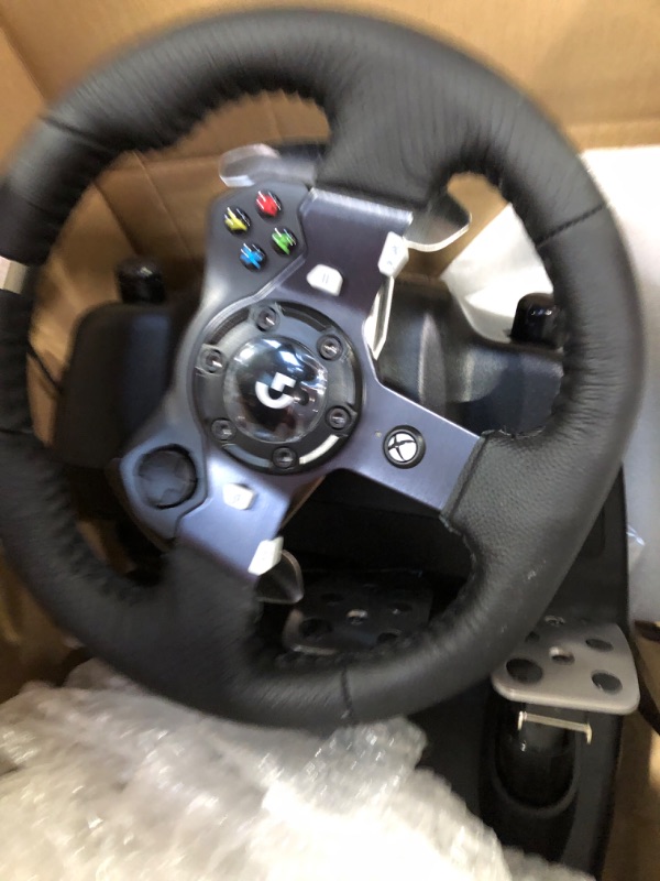 Photo 4 of Logitech G920 Driving Force Racing Wheel and Floor Pedals, Real Force Feedback, Stainless Steel Paddle Shifters, Leather Steering Wheel Cover for Xbox Series X|S, Xbox One, PC, Mac - Black Wheel Only