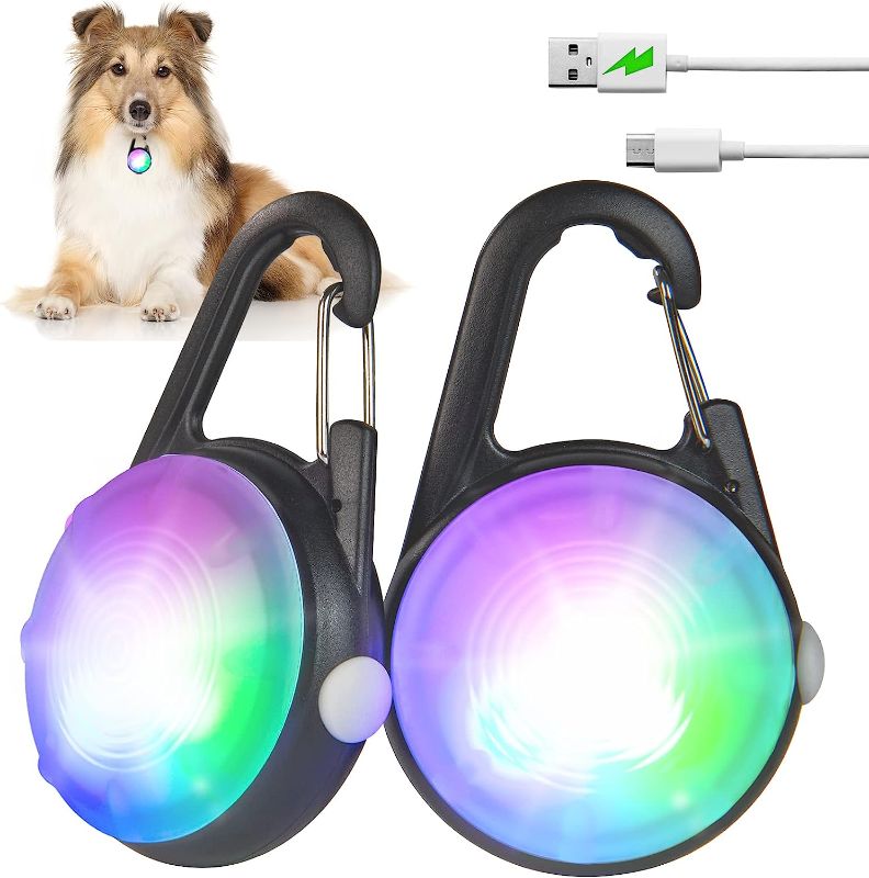 Photo 1 of 4 Modes Dog Lights for Night Walking, IP68 Waterproof Dog Collar Light, High Capacity Rechargeable Collar Lights for Night Time Cli