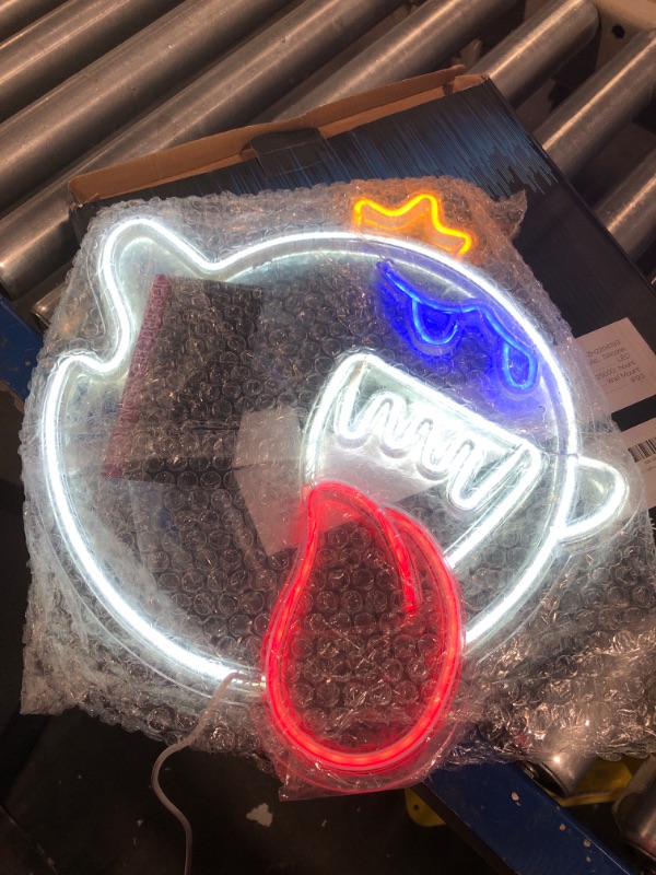 Photo 3 of Neon Sign King Boo The Ghost Face LED Neon Light Mario Lamp Acrylic Sign for Game Room Decor Gaming Light Accessory Gifts for Boy Room Decor (White)