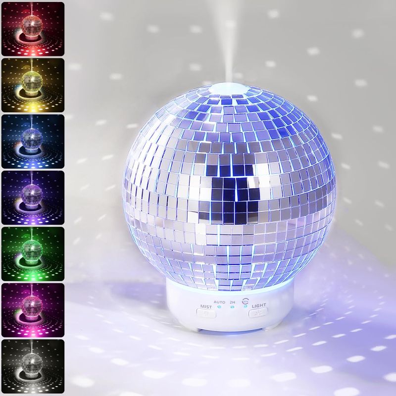 Photo 1 of Disco Ball Diffuser Rotatable with 14 Light Modes - Disco Ball Decor Multi-Purpose Disco Diffuser, Home Aromatherapy Essential Oil Diffuser, Great for Disco Party Decoration and Accessories
