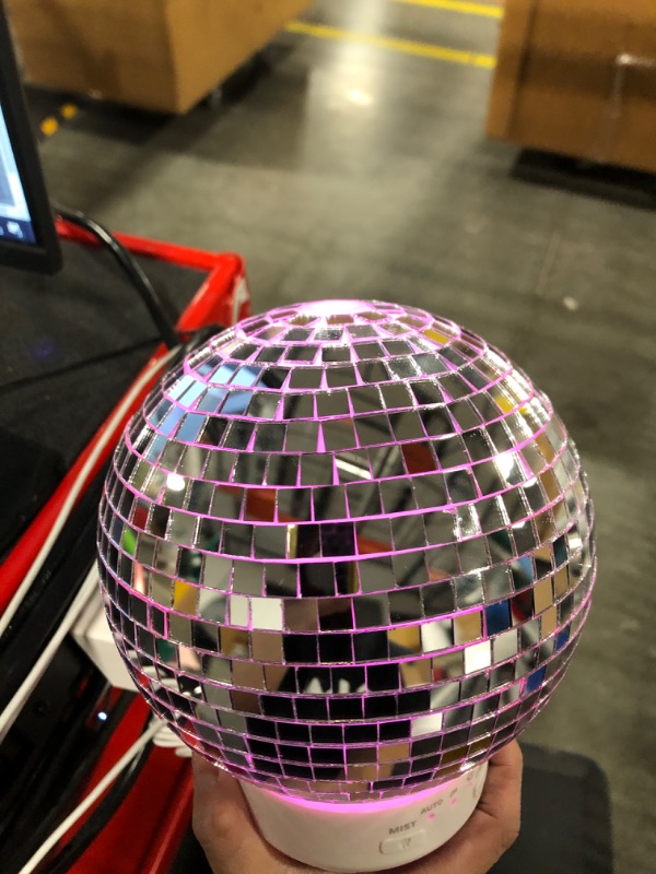 Photo 4 of Disco Ball Diffuser Rotatable with 14 Light Modes - Disco Ball Decor Multi-Purpose Disco Diffuser, Home Aromatherapy Essential Oil Diffuser, Great for Disco Party Decoration and Accessories
