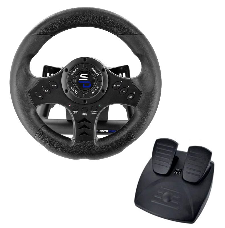 Photo 1 of Superdrive SV450 racing steering wheel with Pedals and Shifters Xbox Serie X / S, Switch, PS4, Xbox One, PS3, PC (programmable for all games)
***Used, but in fair condition and functional***
