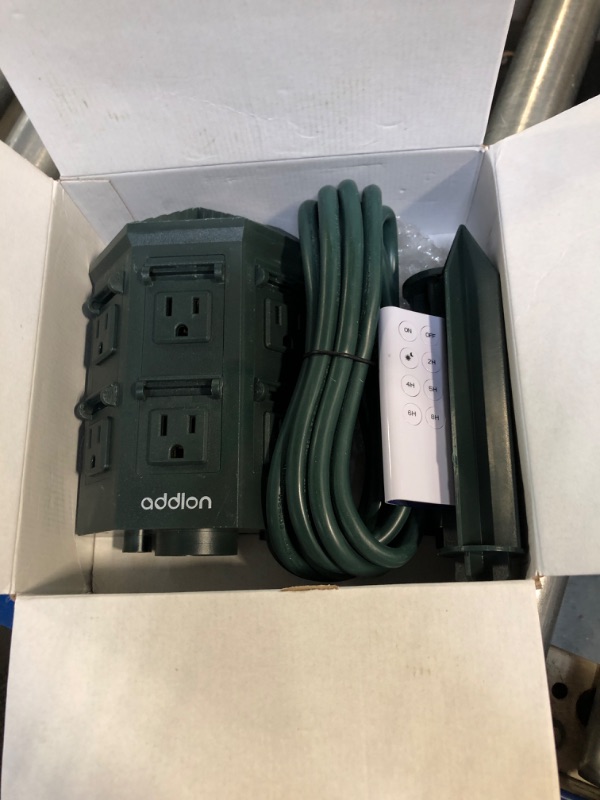 Photo 3 of addlon 9FT Heavy Duty Outdoor Power Stake Timer Waterproof, 14AWG 15A-125V-1875W?6 Outlets,100 FT Wireless Remote Control, Perfect for Outdoor Lights, Sprinklers and Christmas Lights?ETL Listed
