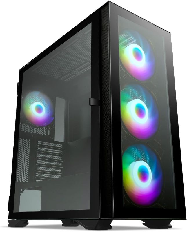 Photo 1 of DARKROCK Caspian Mid-Tower E-ATX/ATX Gaming PC Case, Top 360mm Radiator Support, Pre-Installed Front 3X 140mm & Rear 120mm ARGB Fans and Controller Hub, Tempered Glass Front & Side Panel
