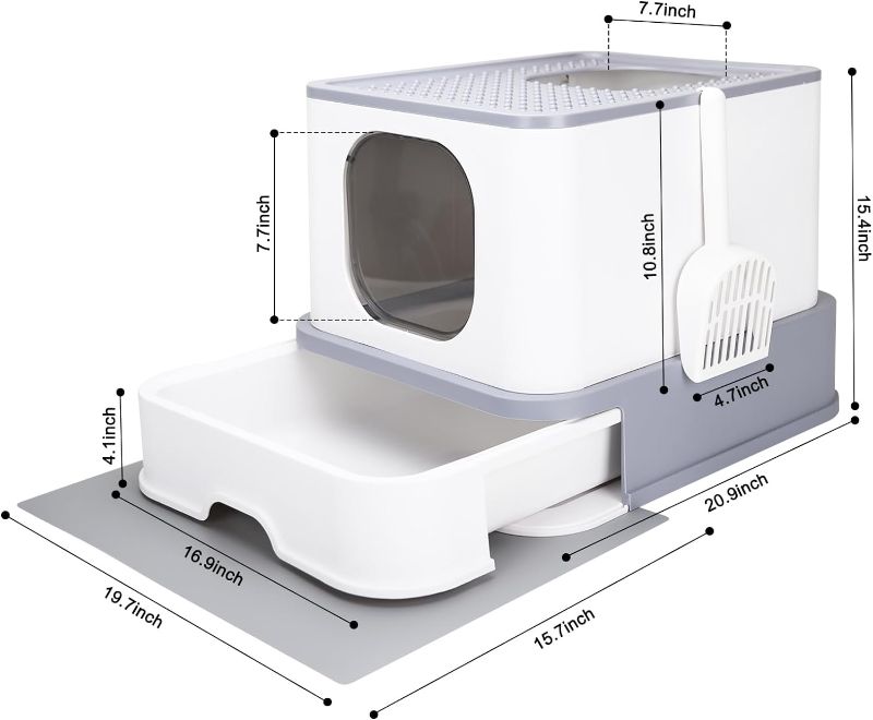 Photo 1 of  
RIZZARI Millions Sold Wordwide Cat Litter Box, Large Top Entry Anti-Splashing Litter Box with Lid, Enclosed Plastic Cat Litter Box with Handy Litter Scoop,...