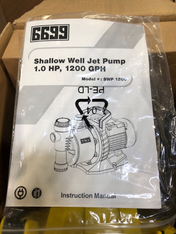 Photo 4 of 6699 1HP Shallow Well Pump Portable Max 150FT Head Garden Transfer Pump 25FT Long Cable Working Pressure 65Psi with Prefilter for Clean Water Booster Easy Installation Sprinkler Home Lawn Irrigating Max. Lift Head up to 150ft