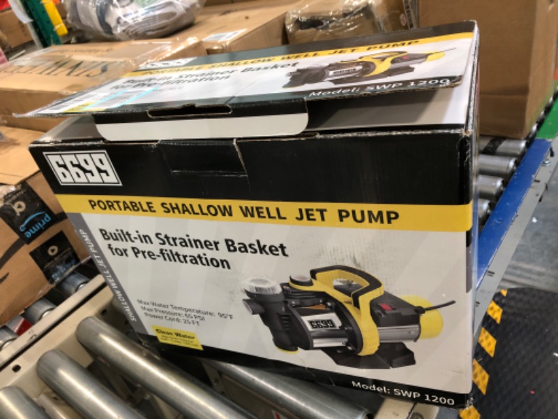 Photo 2 of 6699 1HP Shallow Well Pump Portable Max 150FT Head Garden Transfer Pump 25FT Long Cable Working Pressure 65Psi with Prefilter for Clean Water Booster Easy Installation Sprinkler Home Lawn Irrigating Max. Lift Head up to 150ft