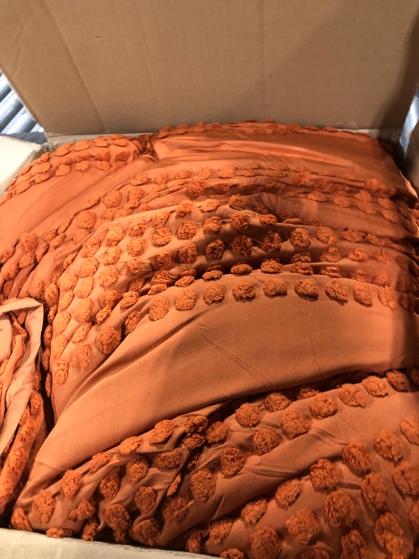 Photo 1 of Andency Boho Comforter Full Size Set Burnt Orange, 3 Pieces Terracotta Fall Solid Lightweight Bedding Comforter Set, Rust Soft Fluffy Bed Set (79x90In Comforter & 2 Pillowcases) Full (79"x90") Terracotta