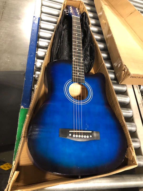 Photo 3 of Acoustic Guitar, Beginner Set, 38 Inches, Guitar, Acogi, Beginner Practice, Students, Kids, Adults, Various Accessories, Soft Case, Picks, Simple Learning Manual (English Language Not Guaranteed), Blue
***No accessories, and two strings are different***