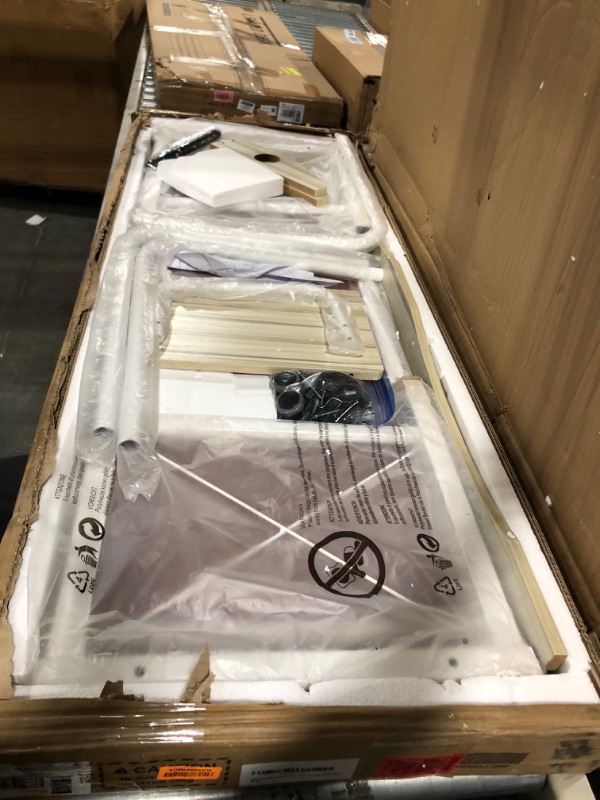 Photo 1 of SogesHome 55'' Overbed Table with Wheel and PC Stand, Height Adjustable Overbed Laptop Desk Laptop Cart Computer Table Standing Workstation Food Tray Desk (White Maple) Maple 55 inches