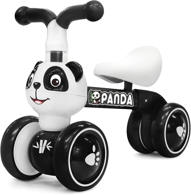 Photo 1 of Baby Balance Bikes for 1 2 3 Year Old Boys Girls, Riding Toys for 10-36 Month Toddler | No Pedal Infant 4 Wheels Baby Bicycle | Best First Birthday New Year Holiday (Panda)
