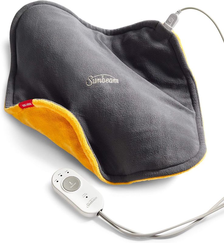 Photo 1 of Sunbeam ConformHeat Lightly Weighted Conforming Heating Pad, 14-Inch x 14-Inch, Xpressheat Technology, 3 Temperature Settings, Beeswax/Gray, 1 Count
